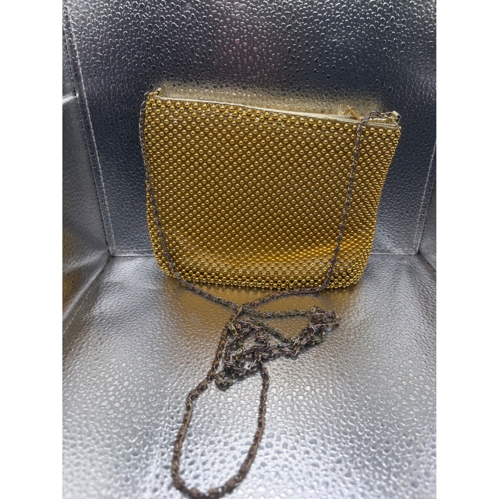 Gold Beaded Evening Bag Crossbody Clutch Metallic Formal Wedding Party Purse